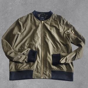 Zara Basic Army Green Bomber Size Large